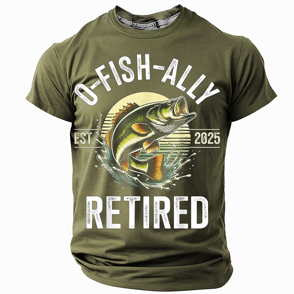 Officially Retired Fishing Est 2025 Funny Angler Graphic Tee