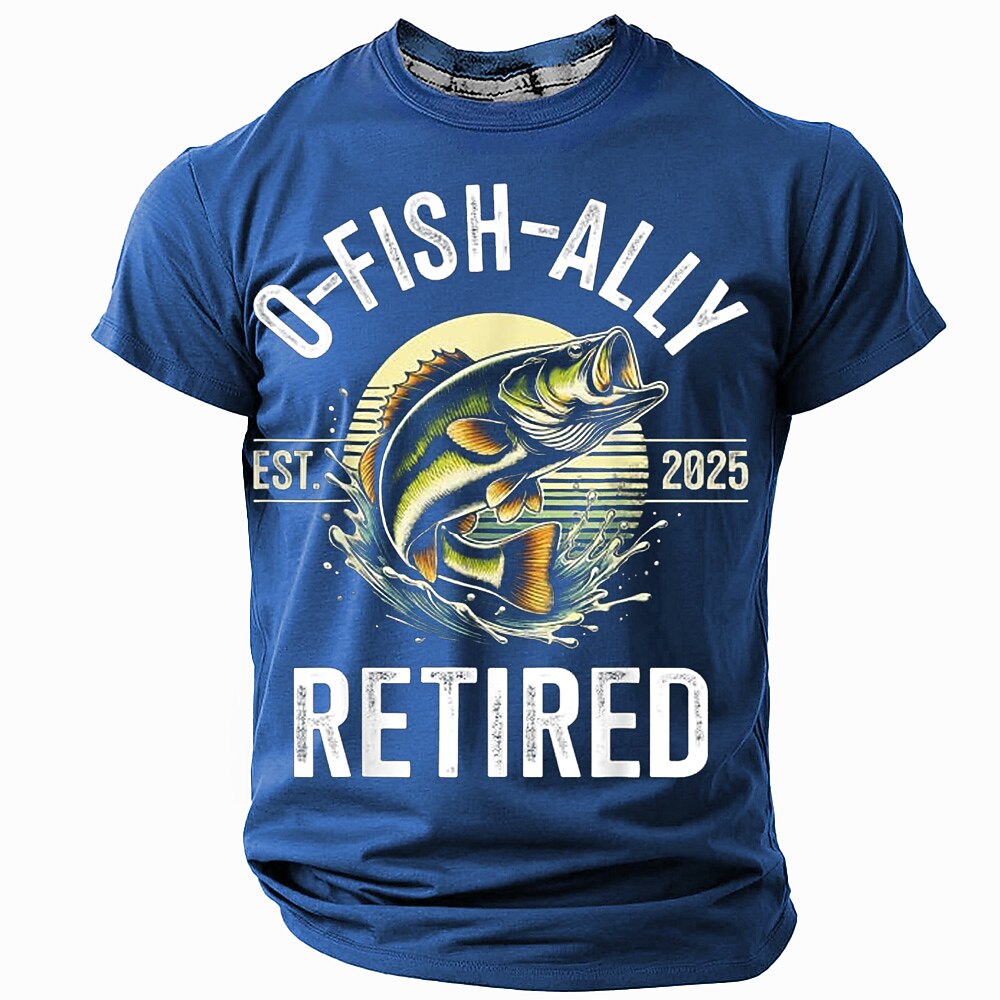 Officially Retired Fishing Est 2025 Funny Angler Graphic Tee