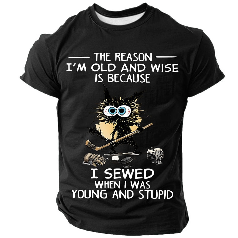Crazy Cat Hockey Humor Graphic Tee