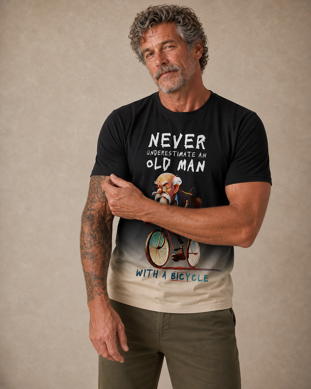 Legendary Grandpa Riding Bicycle Graphic Men’s Tee