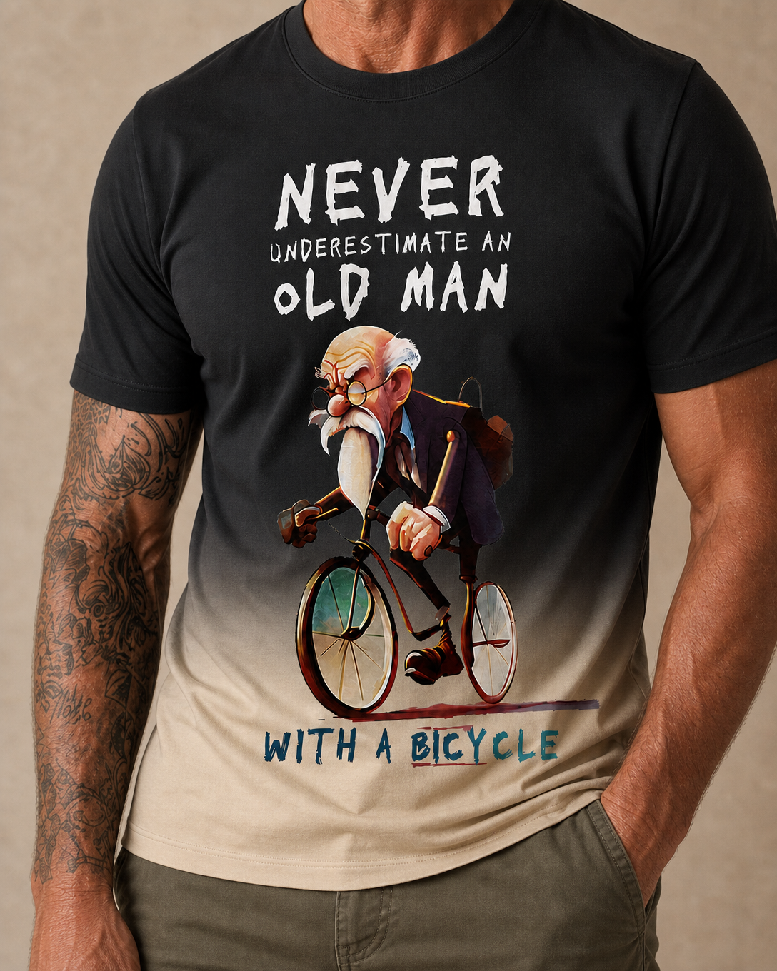Legendary Grandpa Riding Bicycle Graphic Men’s Tee