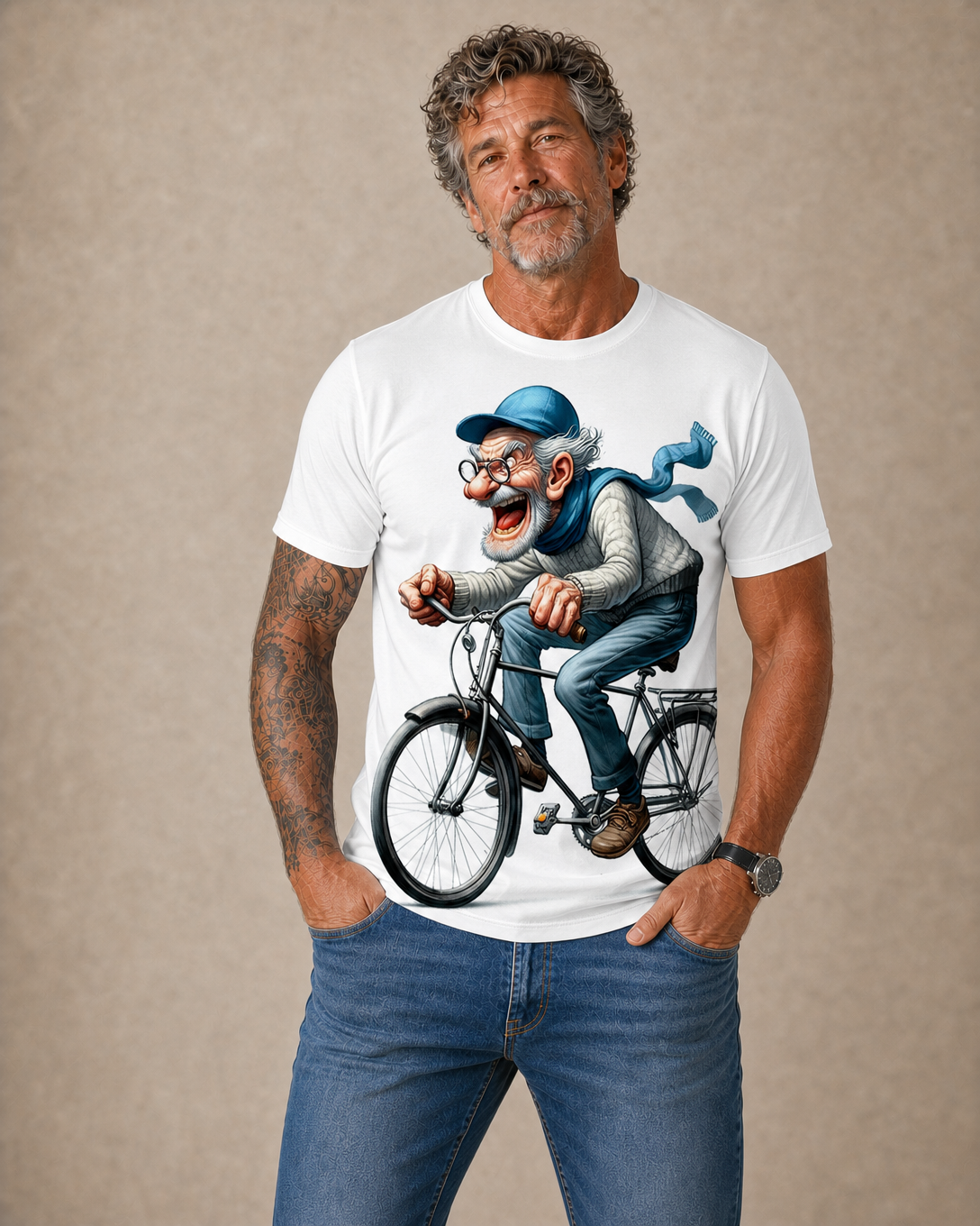 Legendary Old Man Cycling Graphic Tee