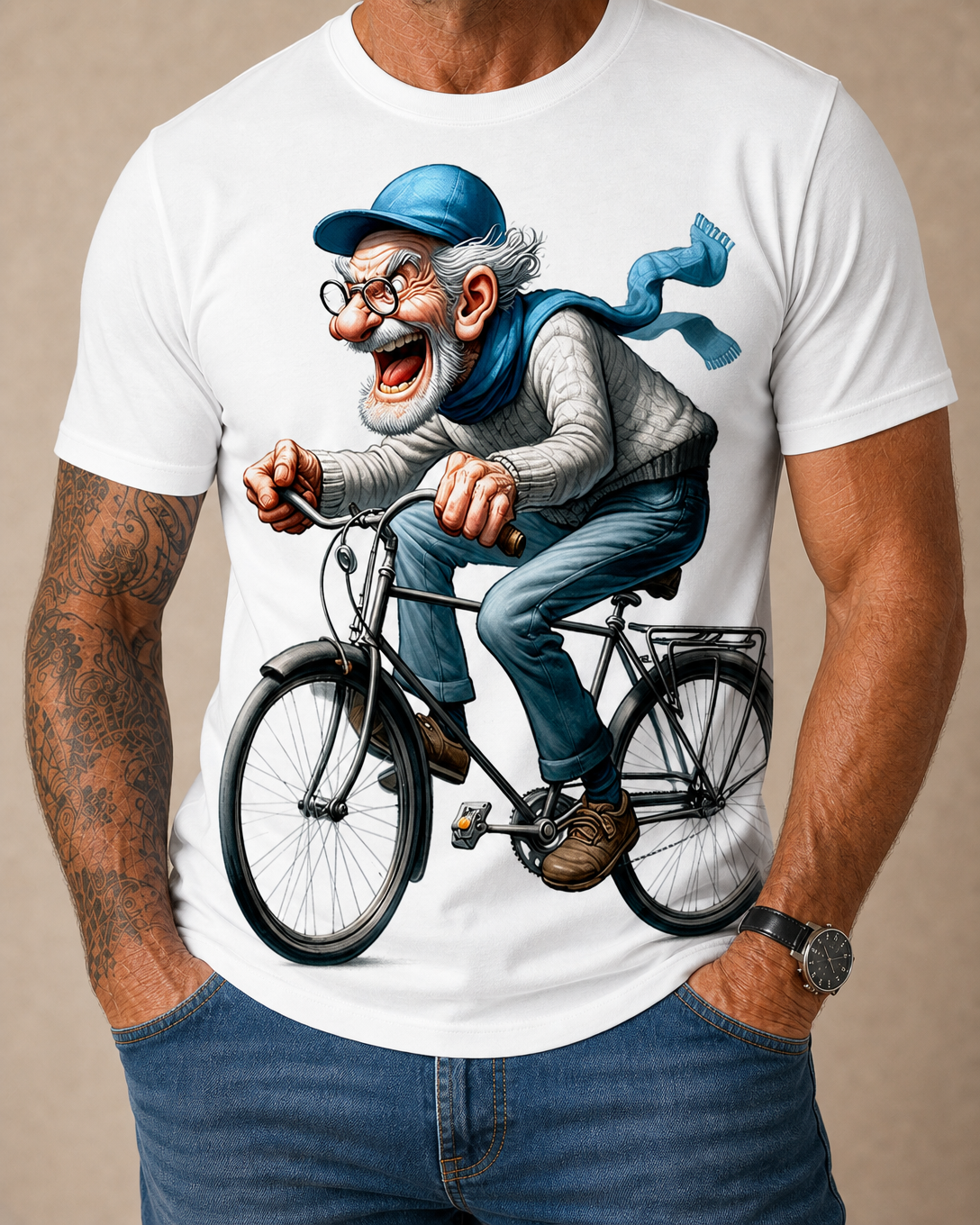 Legendary Old Man Cycling Graphic Tee