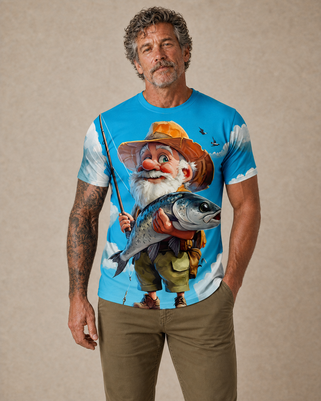 Legendary Old Man Fishing Graphic Tee