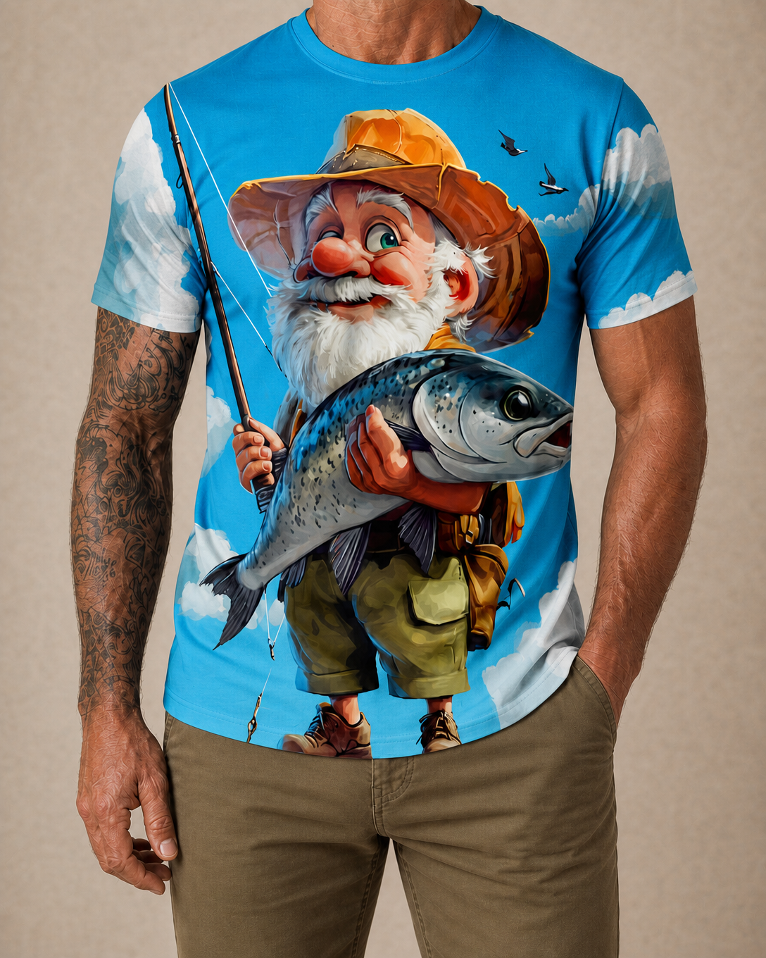 Legendary Old Man Fishing Graphic Tee