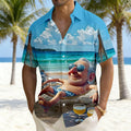 Legendary Cartoon Old Man Vacation Hawaiian Short Sleeve Shirt