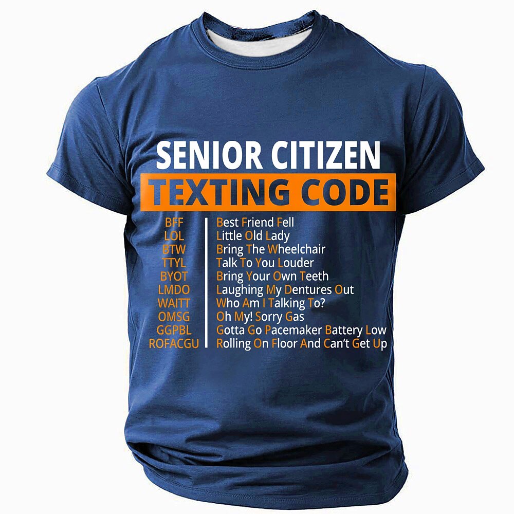 Senior Citizen Texting Code Funny Aging Humor Graphic Tee