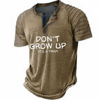 Funny Slang Old Man Casual Henley Graphic Print Tee