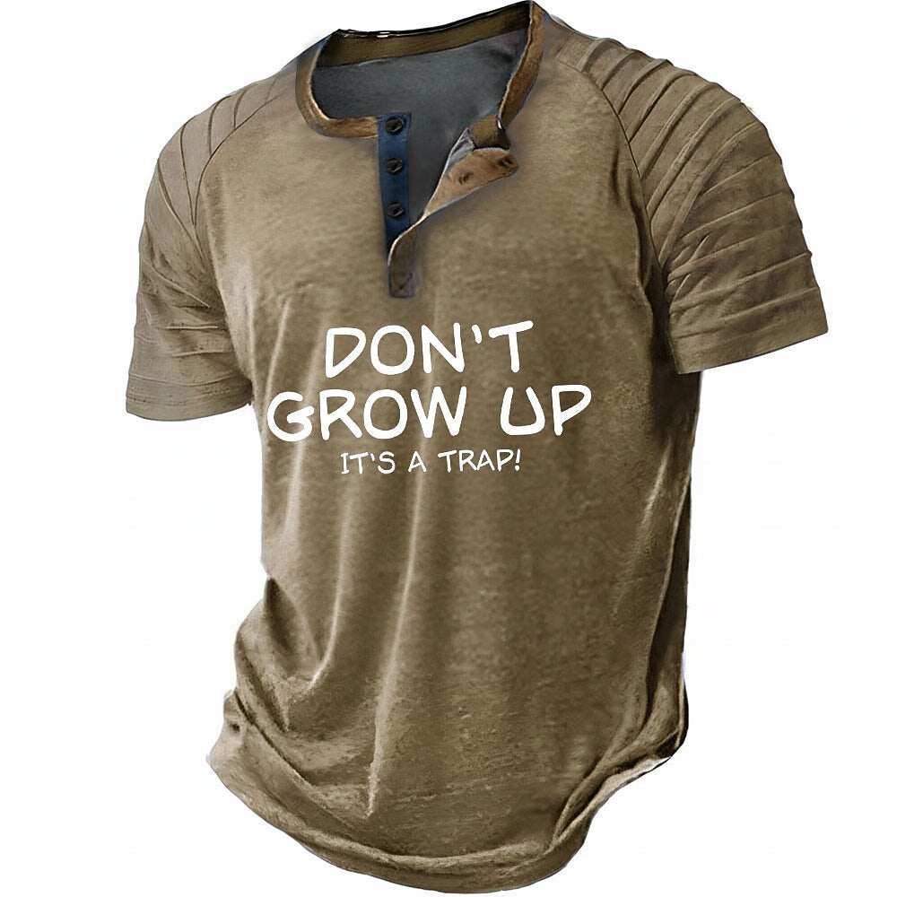Funny Slang Old Man Casual Henley Graphic Print Tee