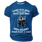 Old Men Cycling Nap Cartoon Graphic Tee