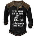 On Fire Finish This Weld Welder Humor Henley Shirt