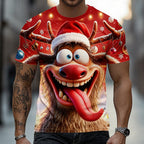 Christmas Animal Festive Holiday Graphic Casual Short Sleeve Tee