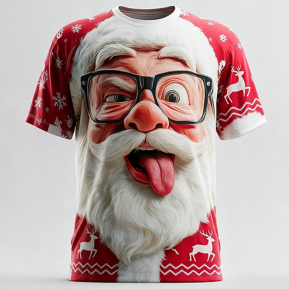 Santa Claus Christmas 3D Artistic Party Street Graphic Tee