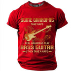 Real Grandpas Play Bass Guitar Funny Vintage Graphic Tee