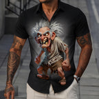 Legendary Old Man Cartoon Character Casual Short Sleeve Shirt