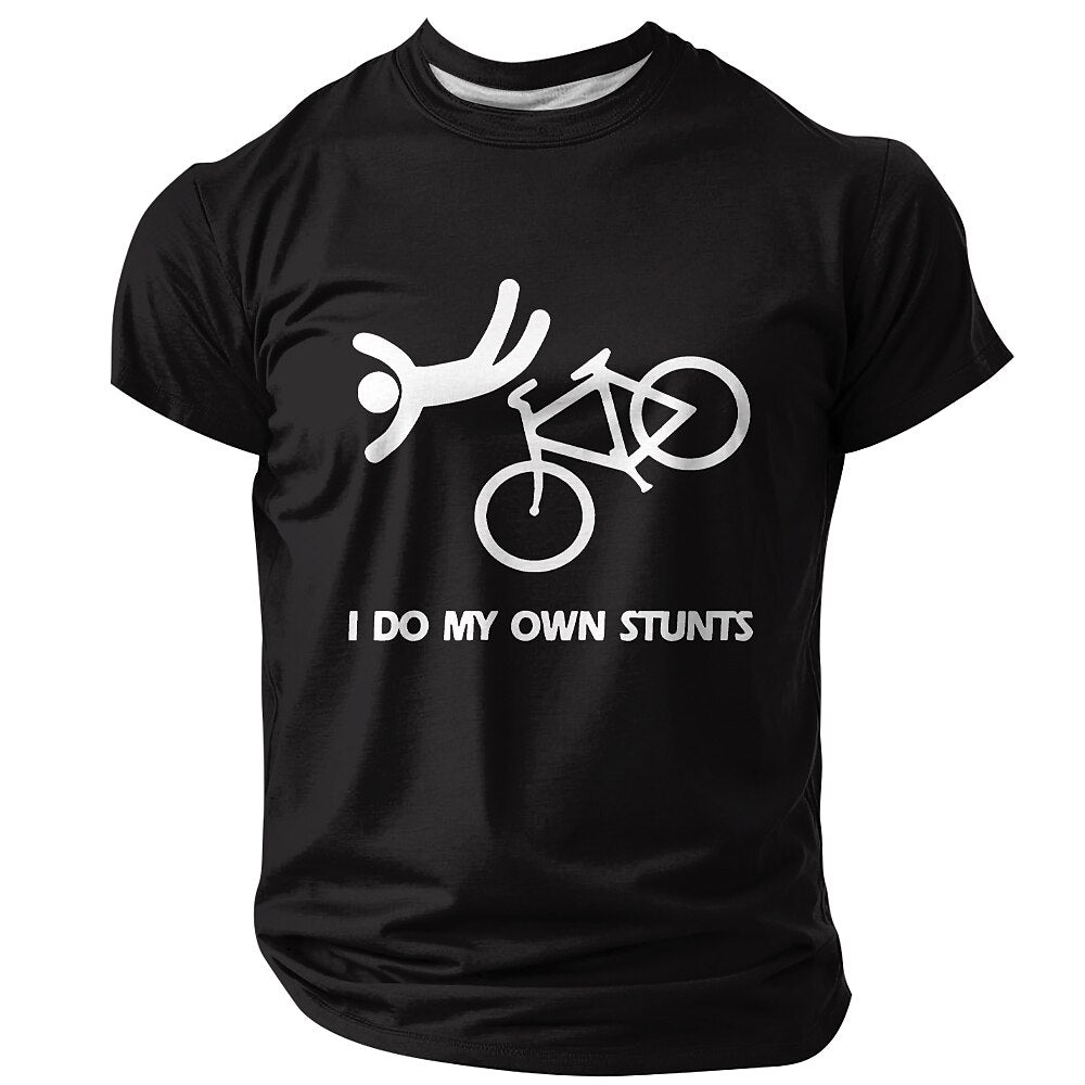 I Do My Own Stunts Cycling Bike Funny Rider Graphic Tee