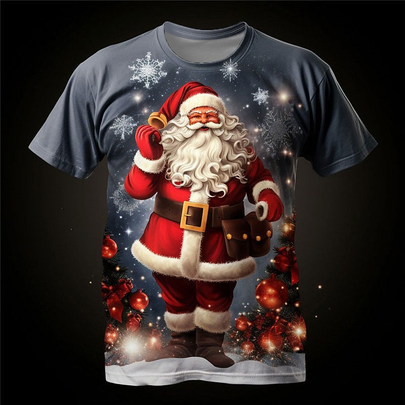 Santa Claus Christmas Snowflake Retro Vintage Graphic Holiday Tee