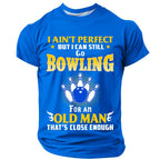 Funny Old Man Bowling Graphic Mens Graphic Tee