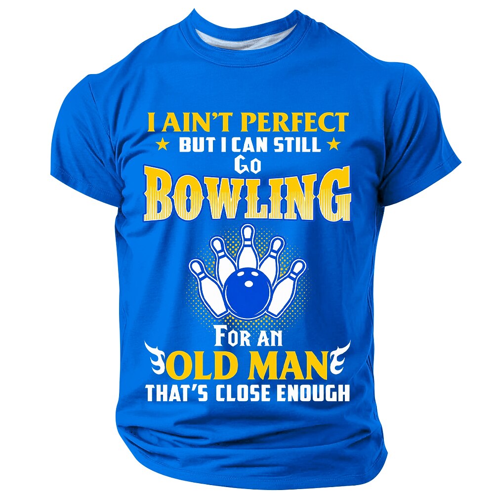 Funny Old Man Bowling Graphic Mens Graphic Tee