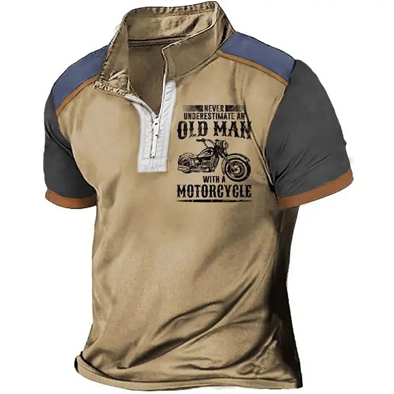 Never Underestimate Old Man With Motorcycle Biker Graphic Tee