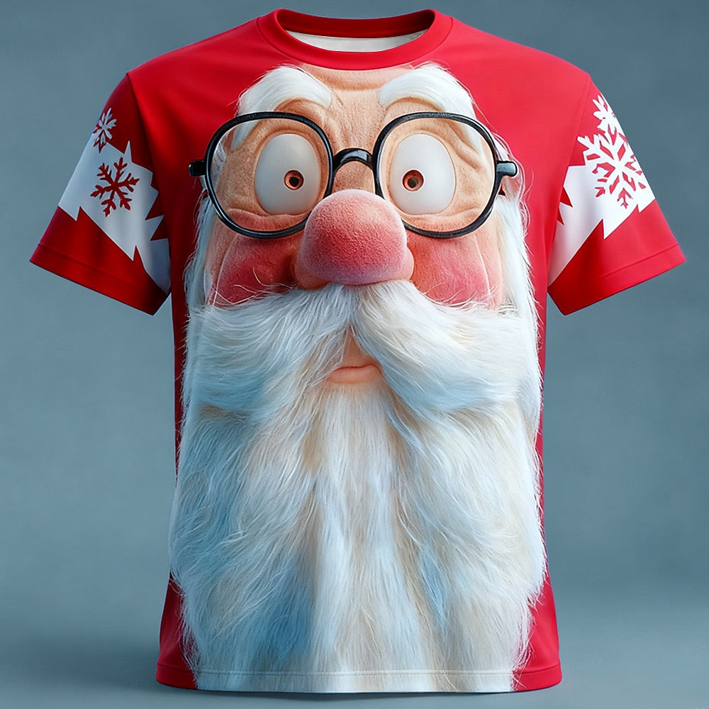 Cartoon Santa Claus Christmas Designer Vacation Street Graphic Tee