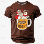 Santa Claus Oktoberfest Beer Retro Christmas Short Sleeve Tee
