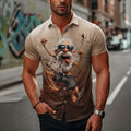 Classic Cartoon Old Man Vintage Vacation Short Sleeve Shirt