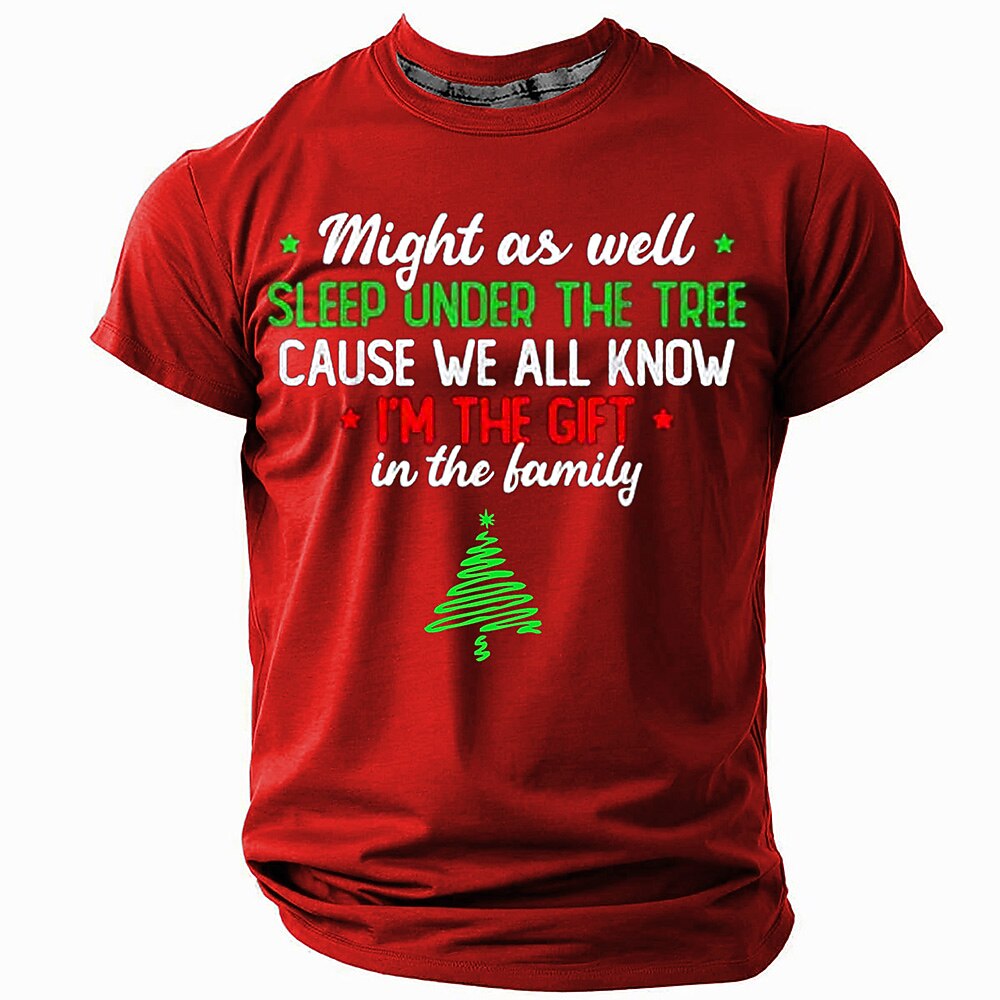 Christmas Tree Text Retro Vintage Holiday Short Sleeve Tee