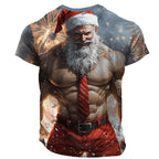 Muscle Santa Claus Christmas Casual Sports Outdoor Graphic Tee