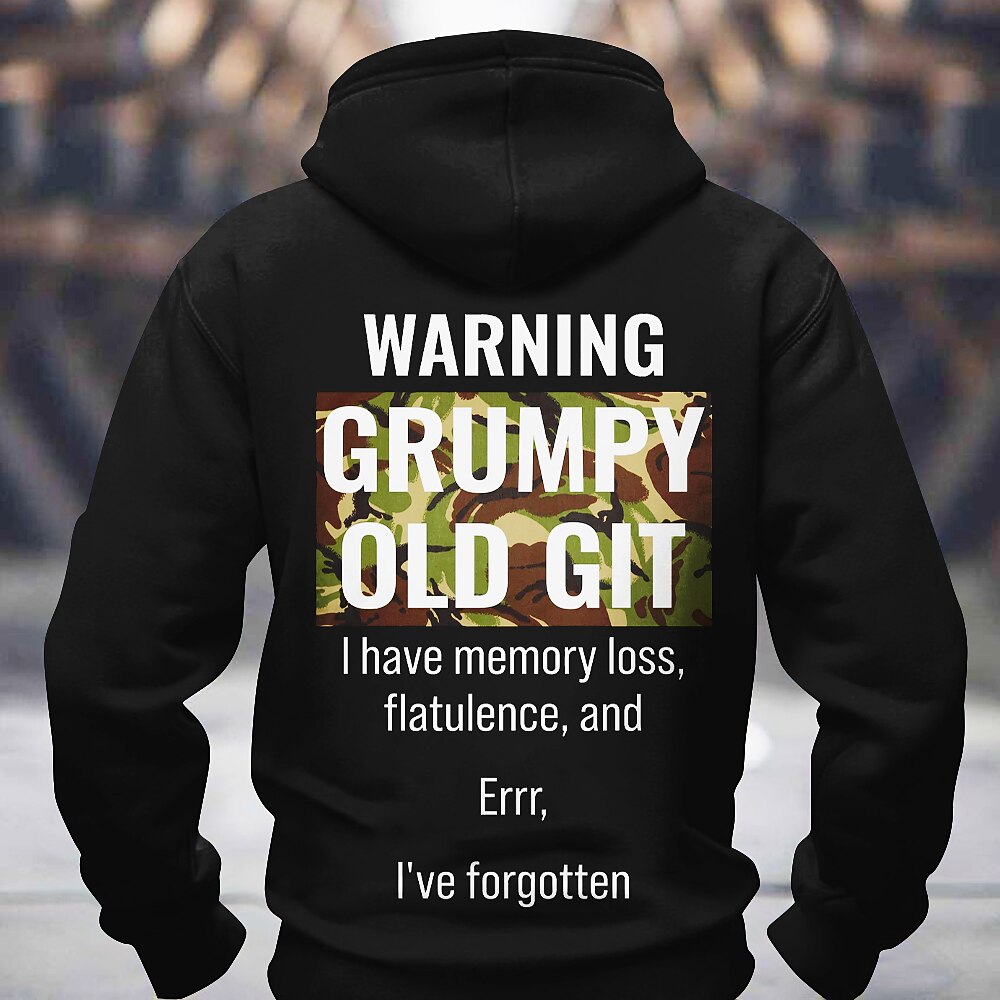 Warning Grumpy Old Git Memory Loss Funny Graphic Hoodie