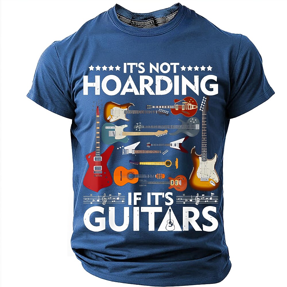 Guitar Hoarding Funny Collector Musician Humor Graphic Print Tee