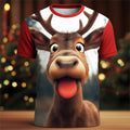 Santa Claus Elk Christmas Holiday Graphic Short Sleeve Tee