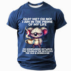 Funny Animal Old Man Exaggerated Humor Graphic Casual Tee