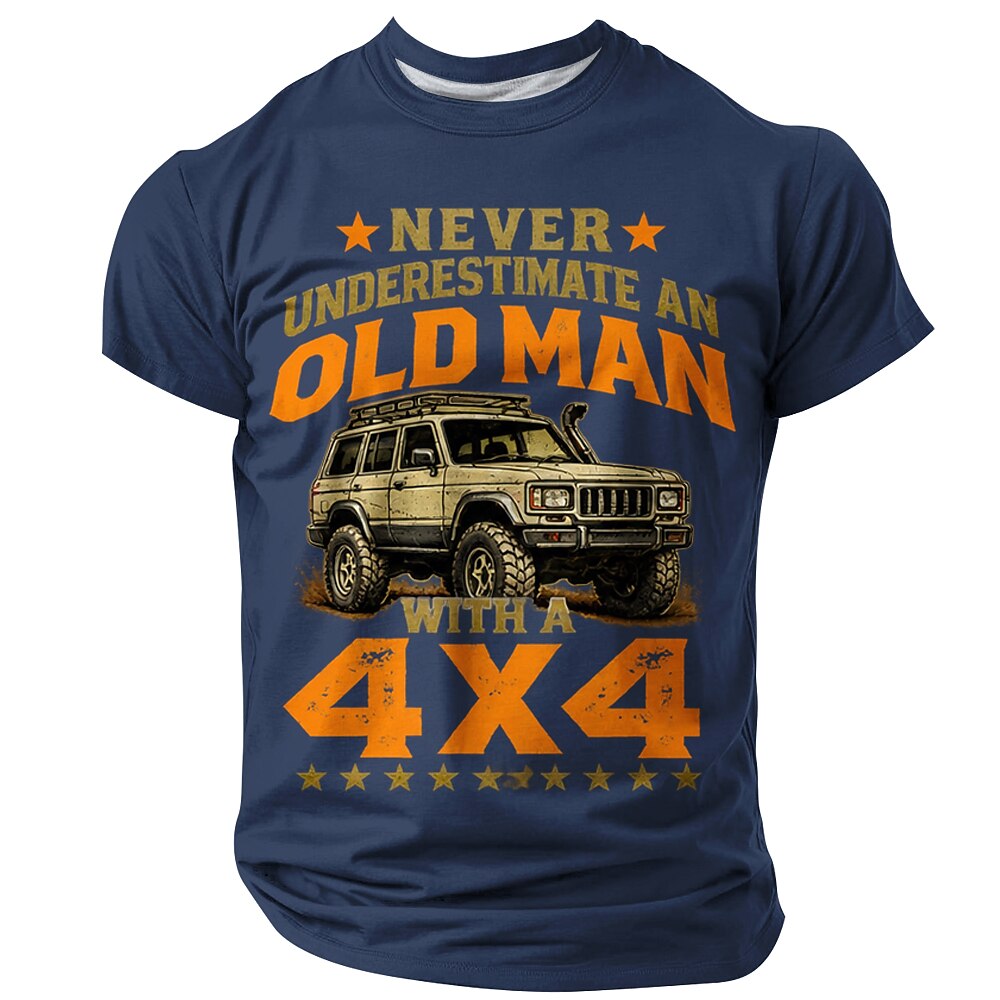 Old Man Car Rider Funny Jeep Automotive Graphic Casual Tee