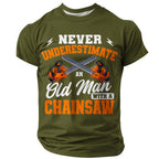 Old Man Saws Funny Chainsaw Handyman Tools Graphic Work Tee