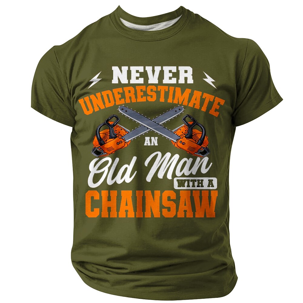Old Man Saws Funny Chainsaw Handyman Tools Graphic Work Tee