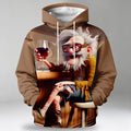 Old Man Wine Streetwear Pocket 3D Print Casual Graphic Hoodie