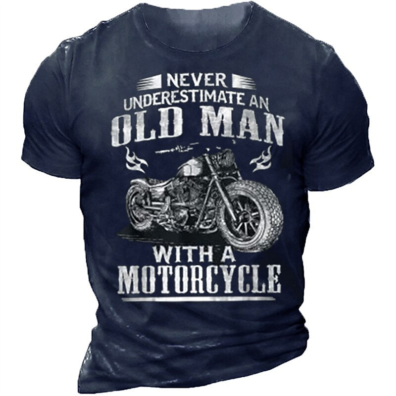 Old Man Motorcycle Warning Graphic Tee
