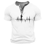 Funny Fishing Retro Angler Graphic Short Sleeve Henley Shirt