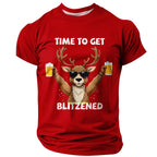 Time To Get Blitzened Reindeer Beer Christmas Graphic Tee