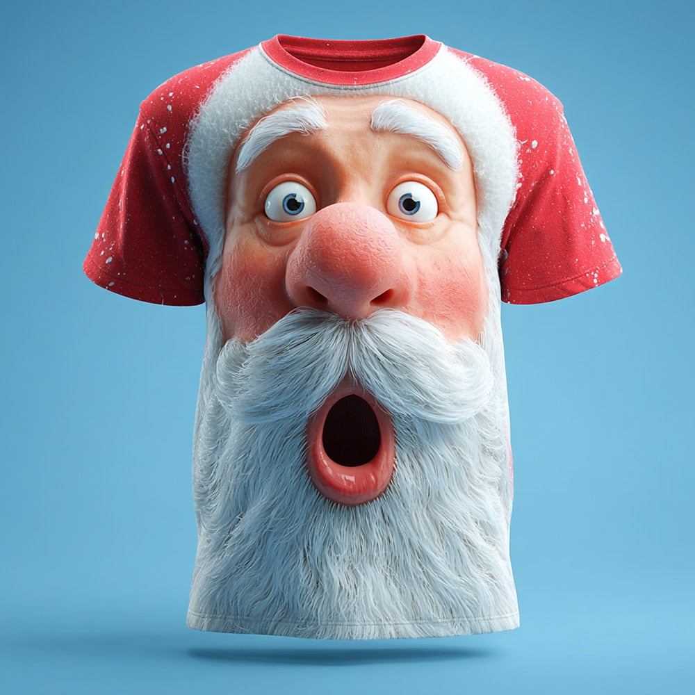 Cartoon Santa Claus Christmas Artistic Street Designer Graphic Tee