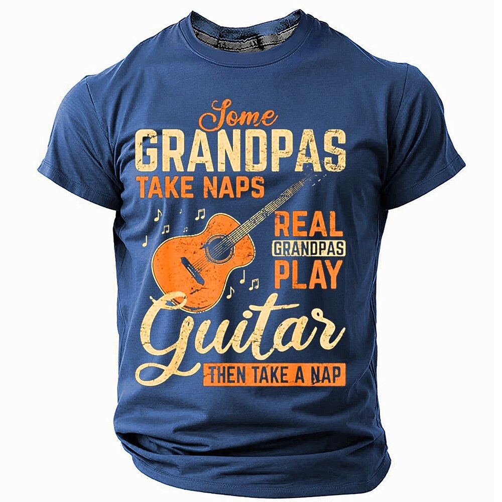 Real Grandpas Play Guitar Then Nap Funny Graphic Tee