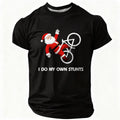 Santa Bicycle Own Stunts Funny Christmas Riding Graphic Tee