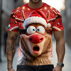 Christmas Moose Festive Holiday Animal Graphic Short Sleeve Tee