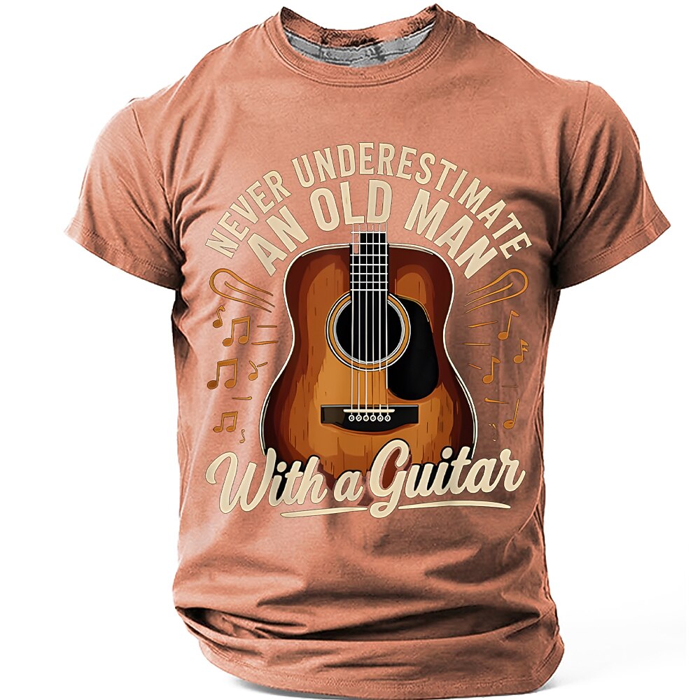 Old Man Acoustic Guitar Notes Graphic Tee