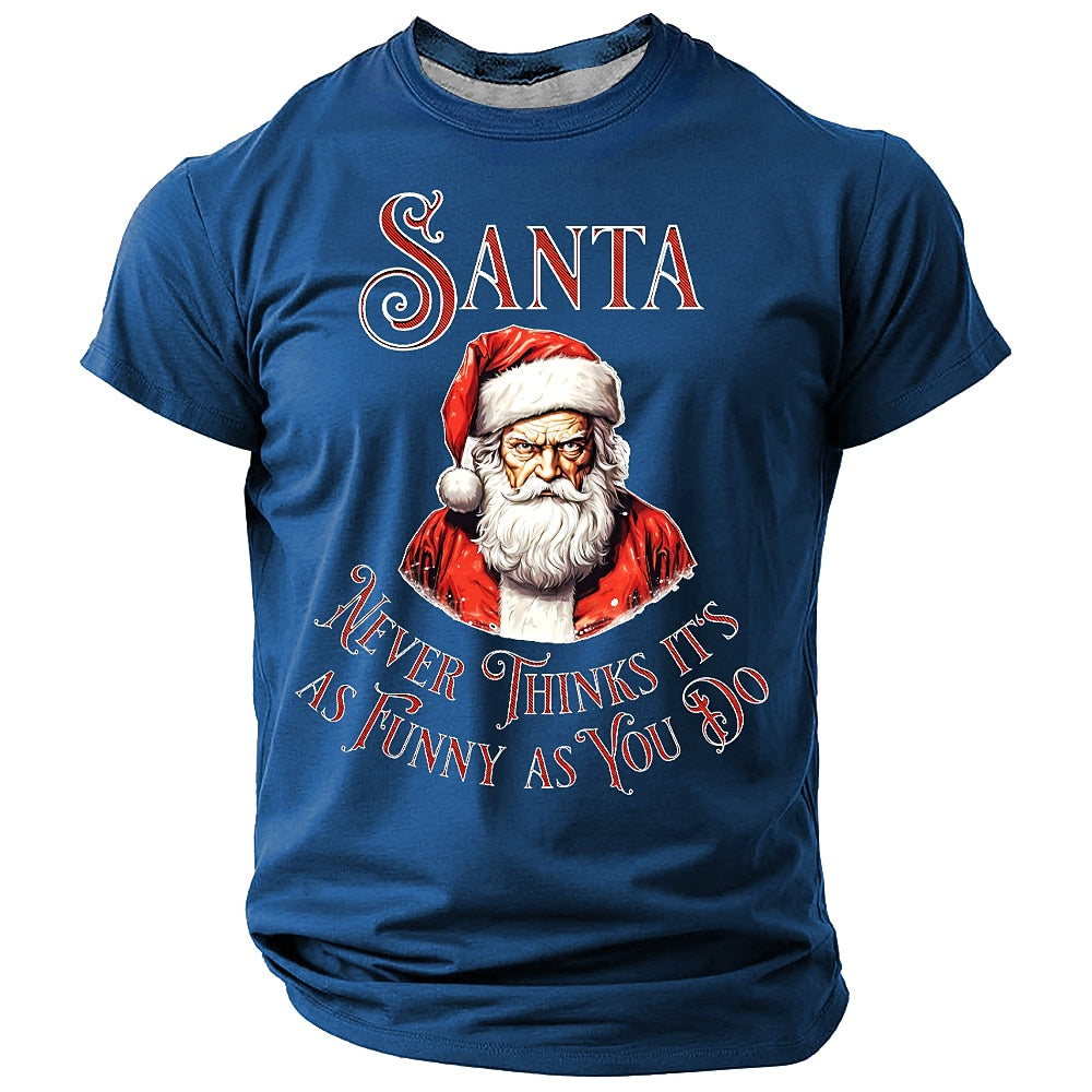 Santa Claus Holiday Christmas Quote Casual Short Sleeve Tee