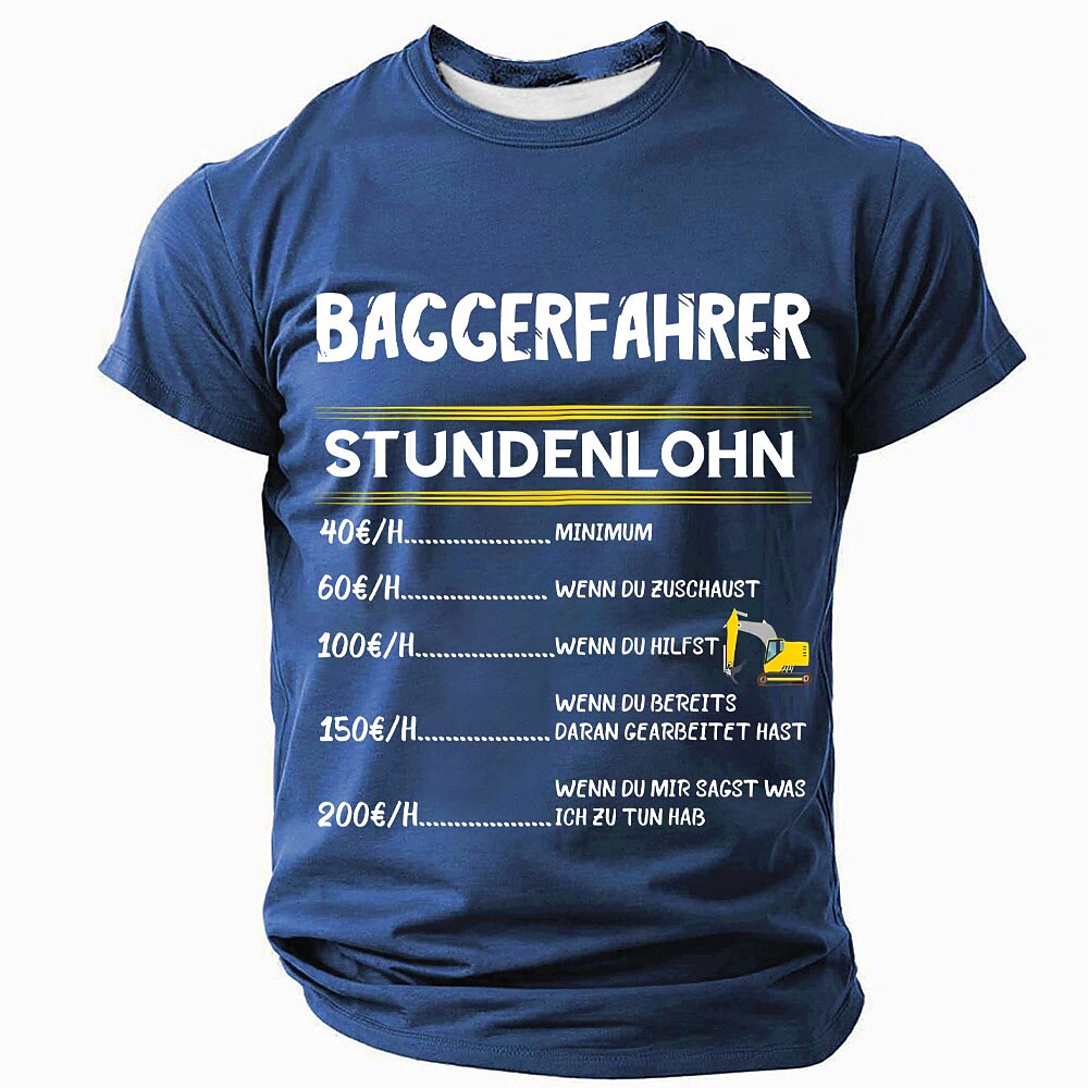 Excavator Operator Hourly Wage Funny Construction Work Graphic Tee