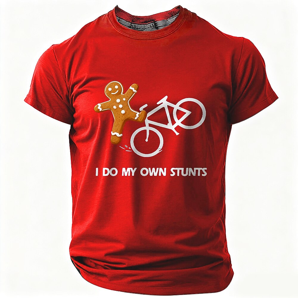 Gingerbread Biking Cookie Own Stunts Funny Christmas Graphic Tee