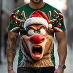 Christmas Moose Festive Holiday Animal Graphic Short Sleeve Tee