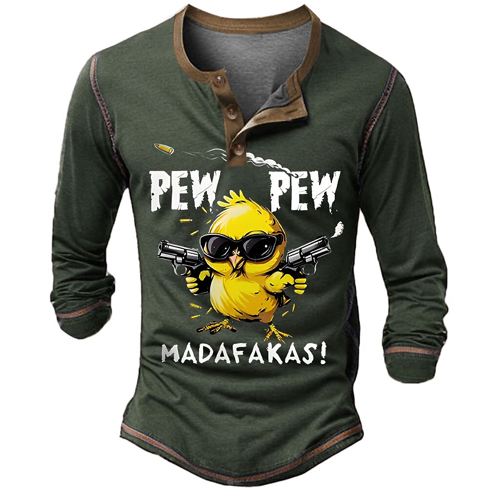Old Man Chick Funny Vintage Long Sleeve Graphic Henley